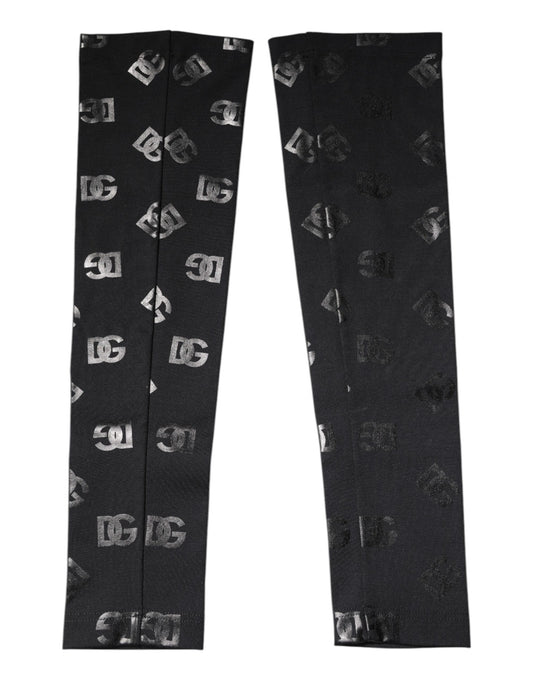 Dolce & Gabbana Black DG Logo Monogram Wool Stretch Arm Sleeves