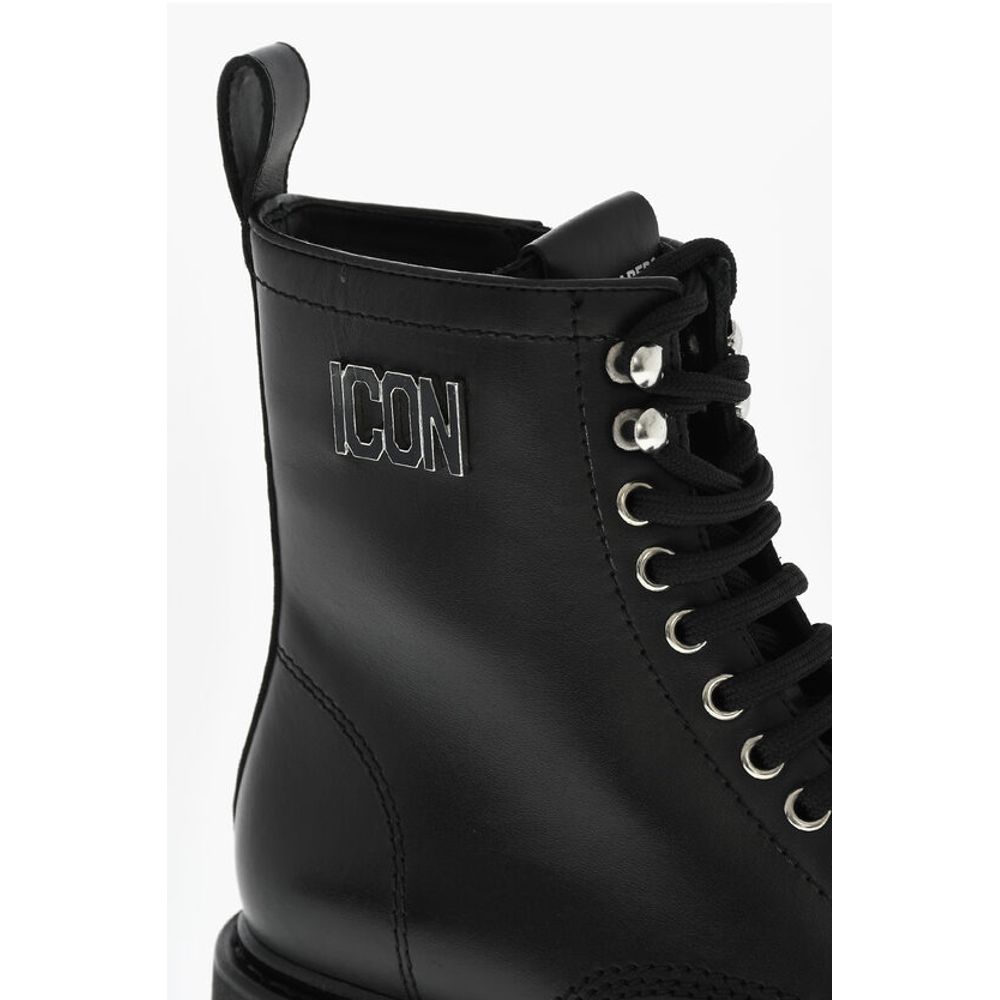 Leather ICON CLUBBING Combat Boots With Side Zip