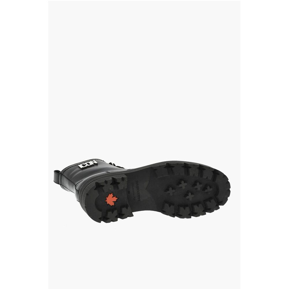 Leather ICON CLUBBING Combat Boots With Side Zip