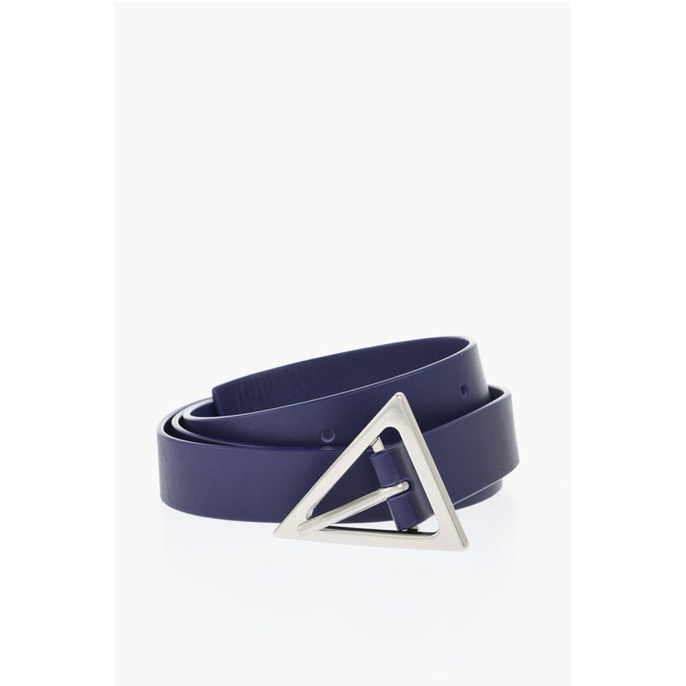 Solid Color Leather Belt with Triangle Buckle 25mm