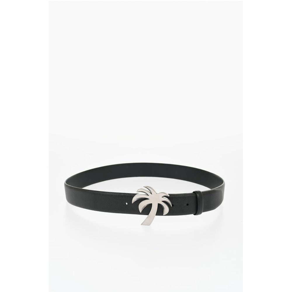Leather Belt with Palm-Shaped Buckle 35mm