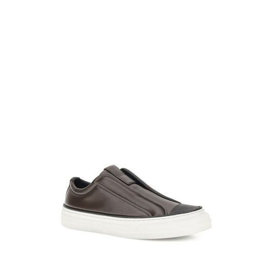 Brunello Cucinelli Black Calf Leather Bos Taurus Low Top Sneakers