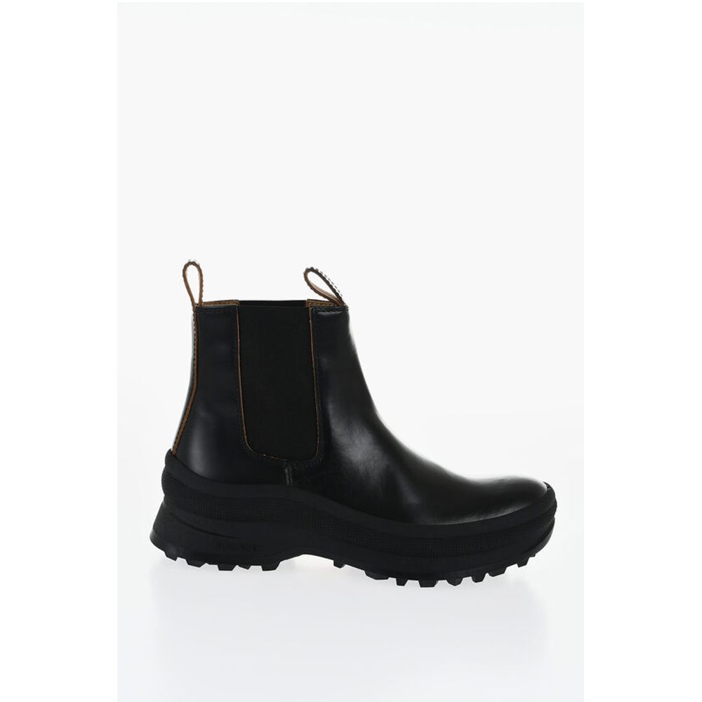 Leather Chelsea Booties With Vibram Sole