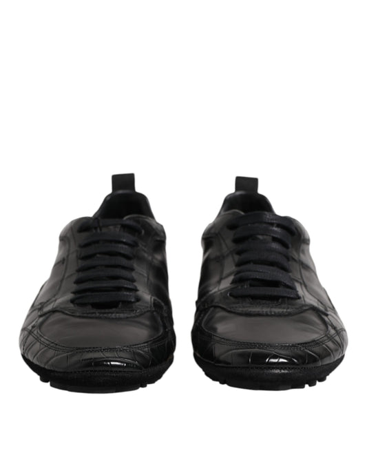 Dolce & Gabbana Black Exotic Leather Low Top Sneakers Shoes