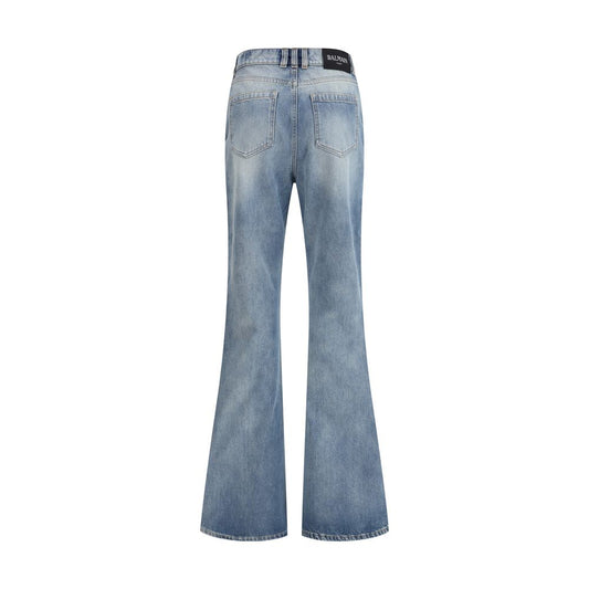 Balmain Blue Cotton Flared Jeans