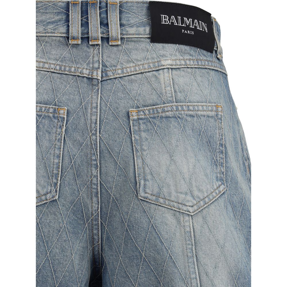 Balmain Blue Cotton Bermuda Shorts
