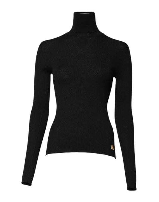 Dolce & Gabbana Black Cashmere Turtleneck Knitted Blouse Top