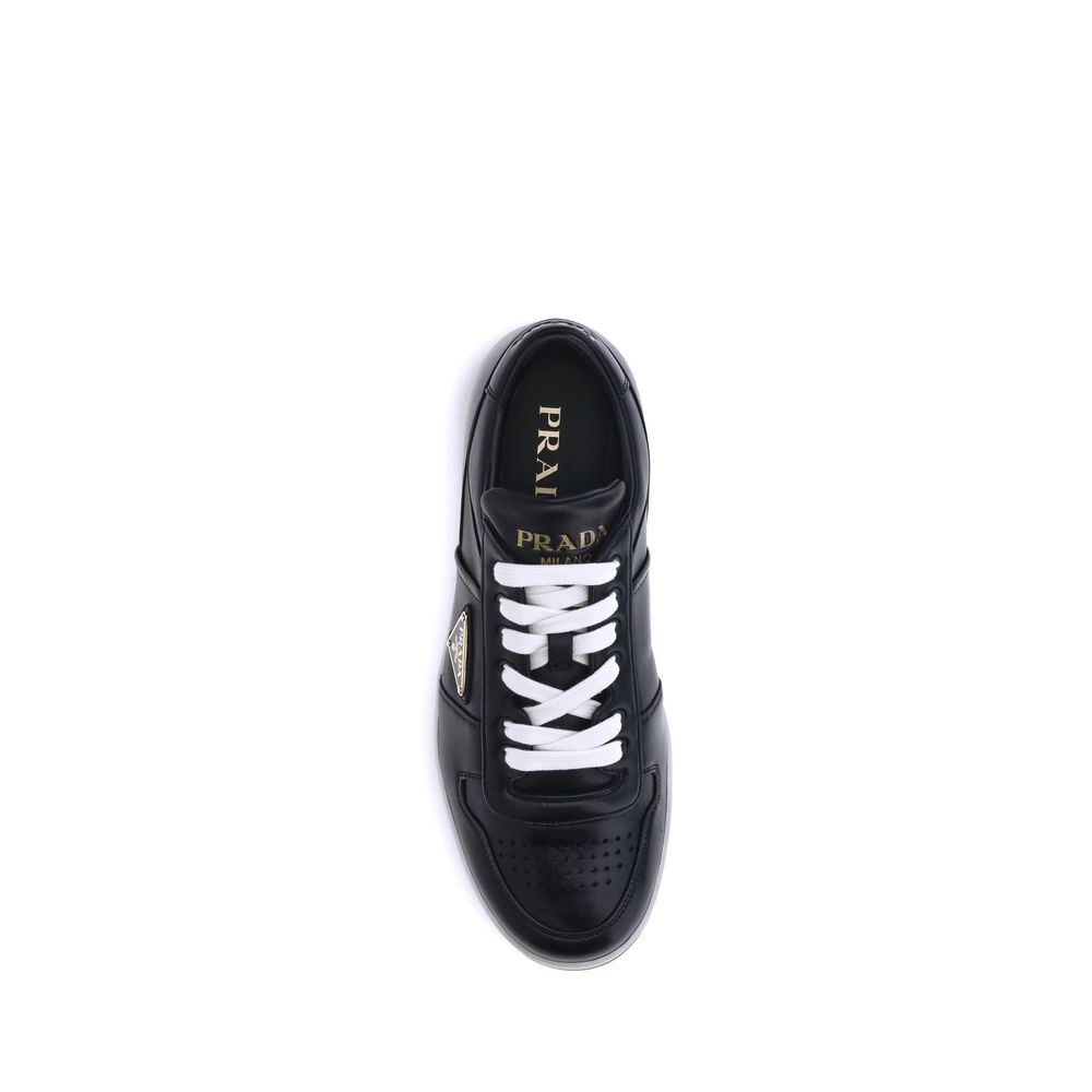 Prada Black Calf Leather Bos Taurus Low Top Sneakers
