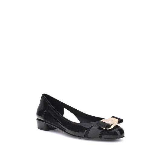 Ferragamo Black Pvc Ballet Flats