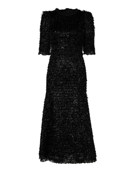 Dolce & Gabbana Metallic Black Polyester A-line Midi Dress