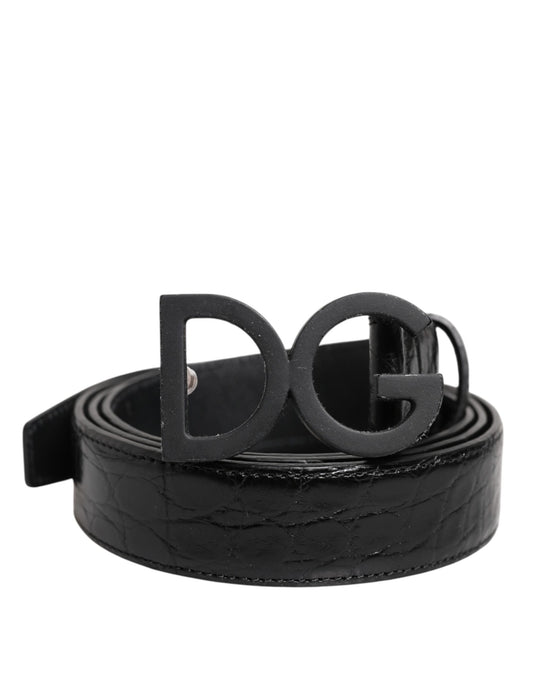 Dolce & Gabbana Black Leather Classic Metal DG Buckle Belt
