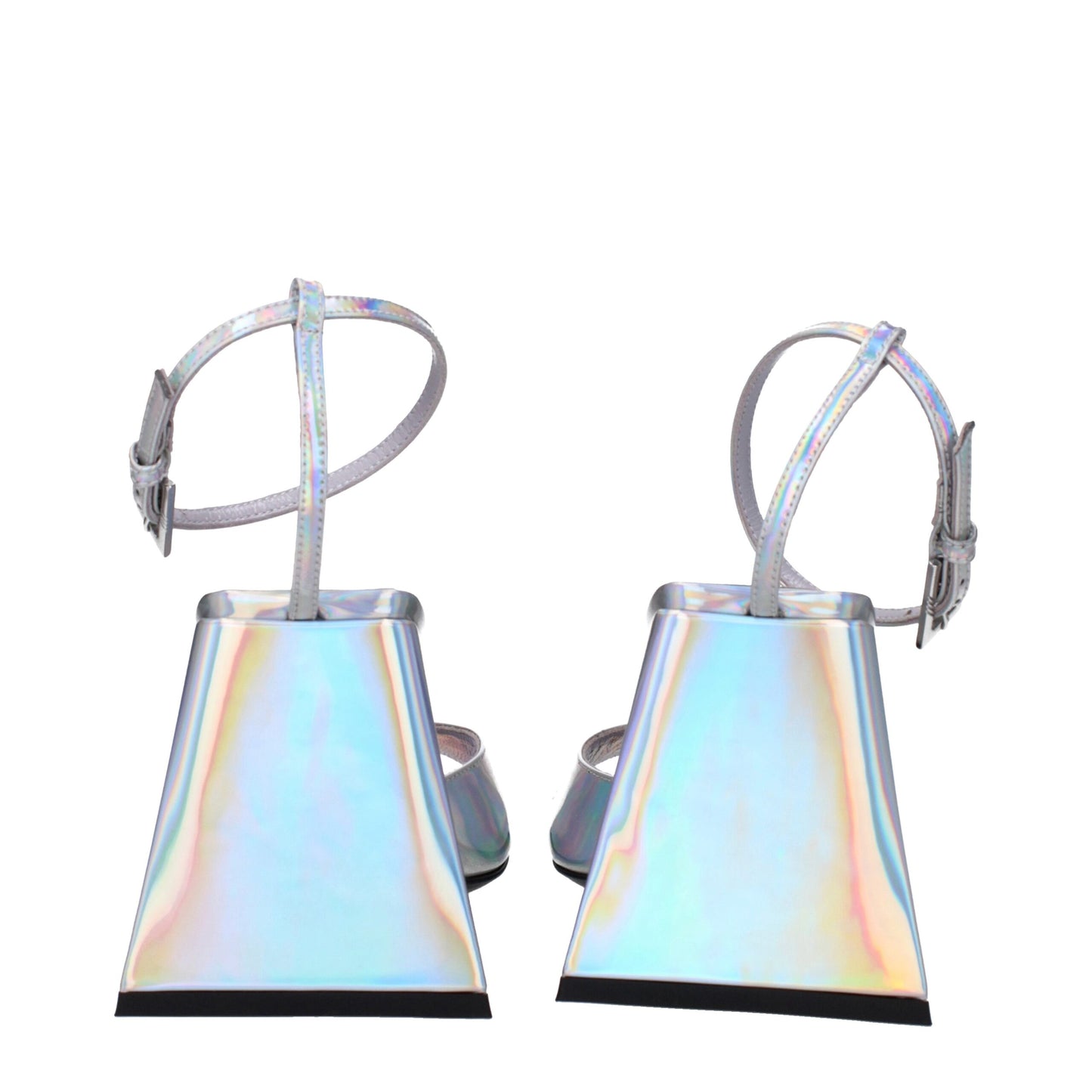 The Attico Gray Leather Platform Sandals