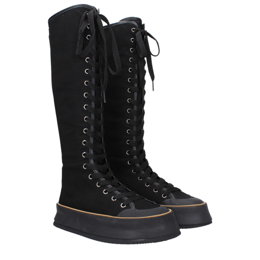 Max Mara Black Fabric Lace-Up Boots