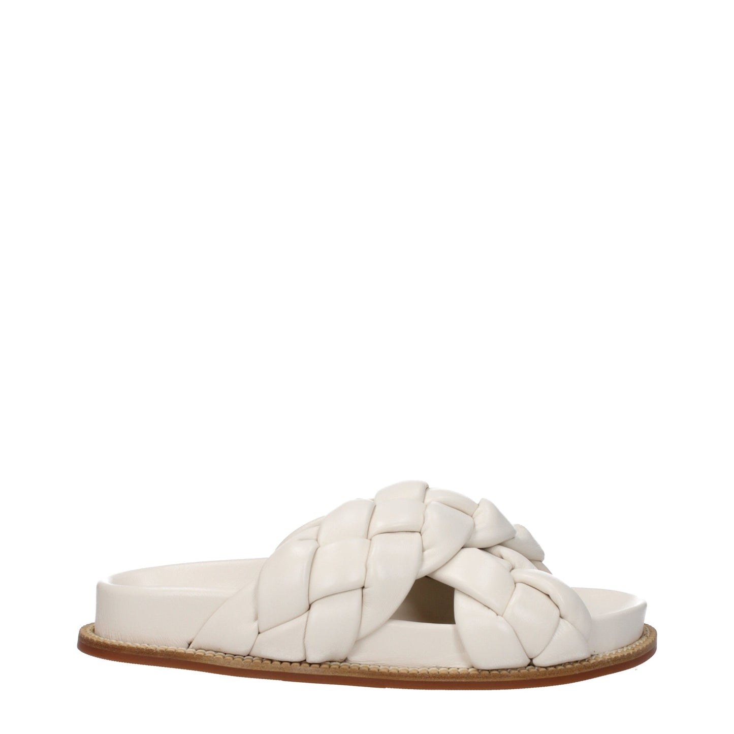 Fabiana Filippi Beige Leather Slippers Sandals