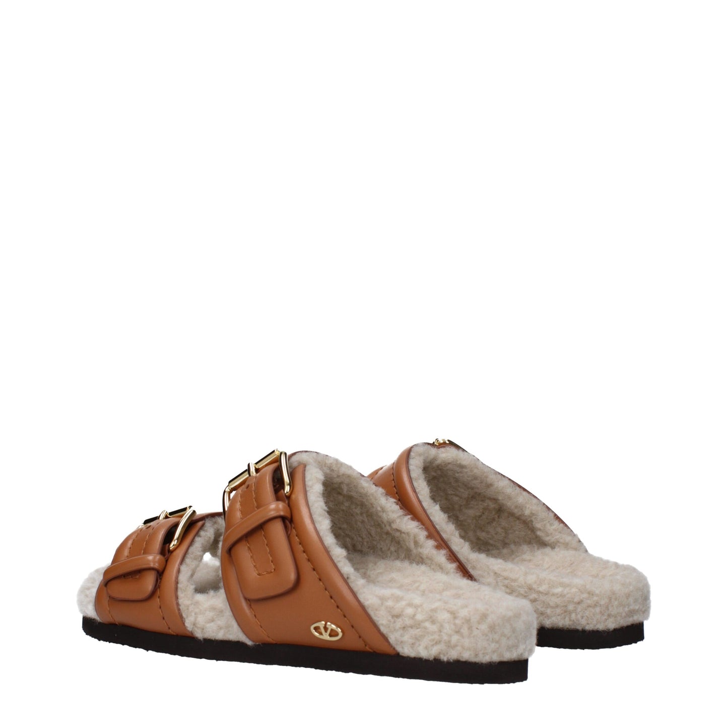 Valentino Garavani Brown Leather Slippers