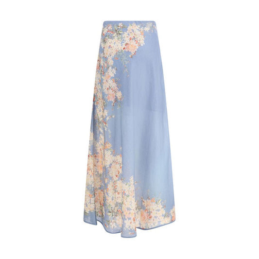 Zimmermann Light Blue Linen Long Skirt
