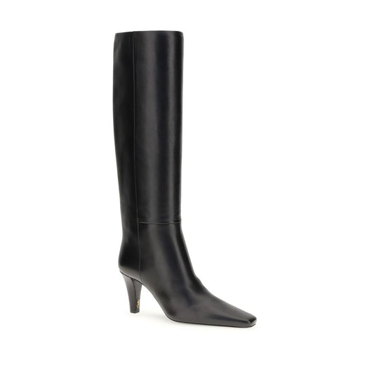 Saint Laurent Black Leather High Heel Boots