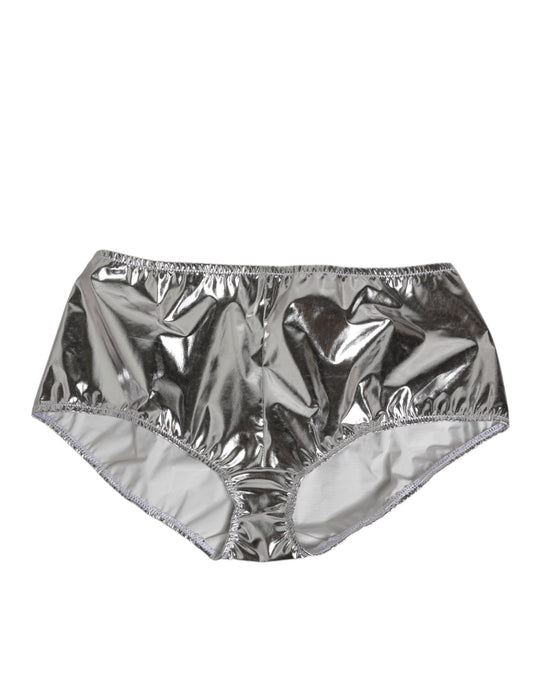 Dolce & Gabbana Silver Metallic High Waist Bikini Bottom Women Underwear