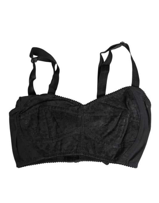 Dolce & Gabbana Black Stretch Nylon Bustier Bra Underwear