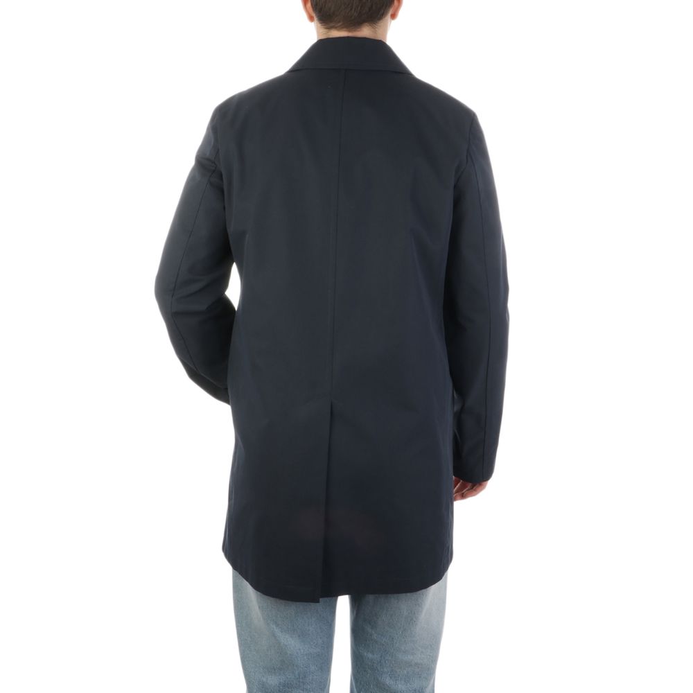 Aquascutum Blue Cotton Men's Trench Coat