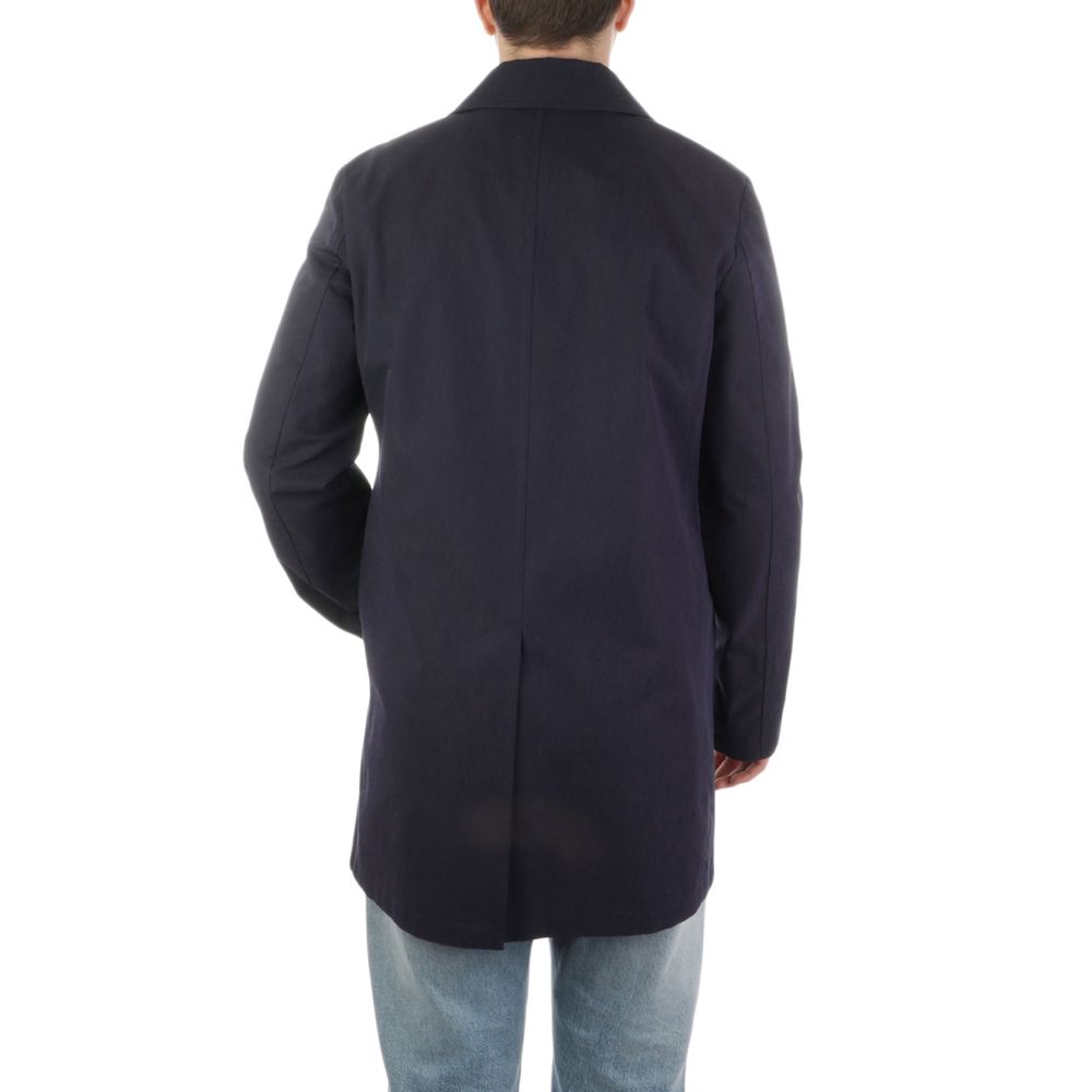 Aquascutum Blue Cotton Men Trench Coat