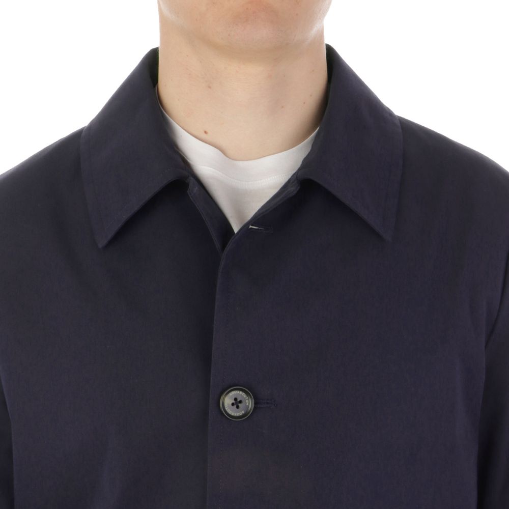 Aquascutum Blue Cotton Men Trench Coat