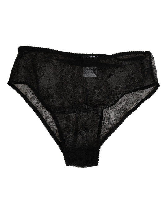 Dolce & Gabbana Black Nylon Stretch High Waist Panty Underwear