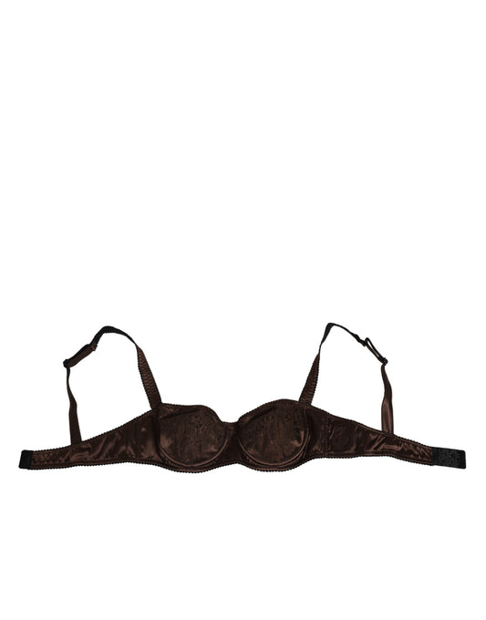 Dolce & Gabbana Brown Silk Underwired Balconette Bra Underwear