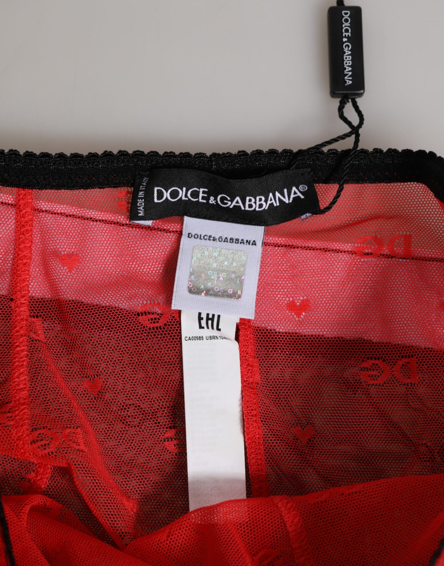 Dolce & Gabbana Black Red Nylon High Waist Girdle Underwear