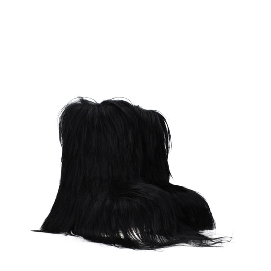 Rick Owens Black Fur Ankle Boots