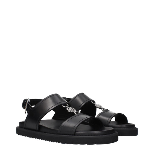 Versace Black Leather Sandals