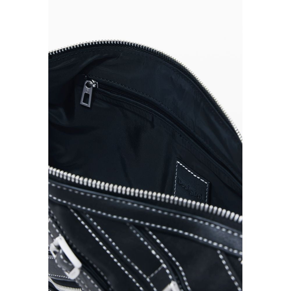 Desigual Nero Poliuretano Women Shoulder Bag