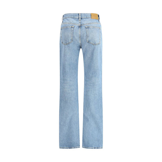 Saint Laurent Light Blue Cotton Straight-Leg Jeans