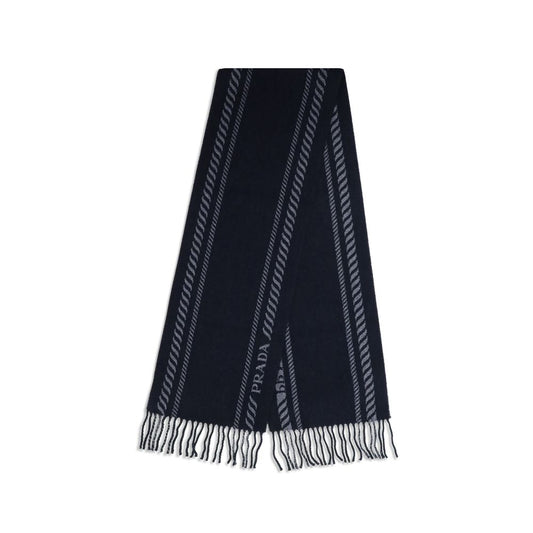 Prada Blue Fleece Wool Scarf