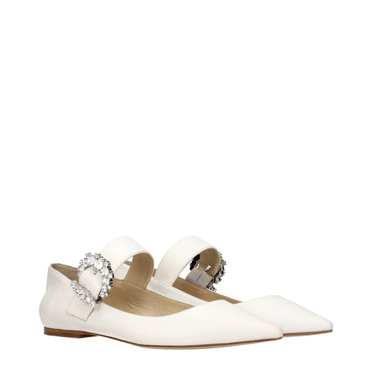 Jimmy Choo White Leather Ballet Flats