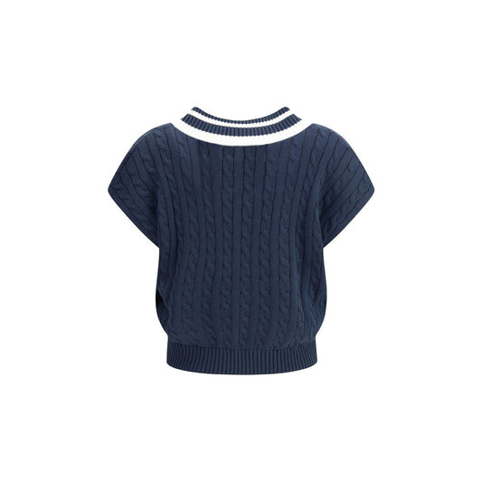Brunello Cucinelli Blue Cotton Sleeveles Sweater