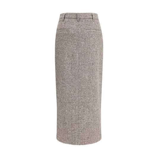 Brunello Cucinelli Brown Fleece Wool Long Skirt