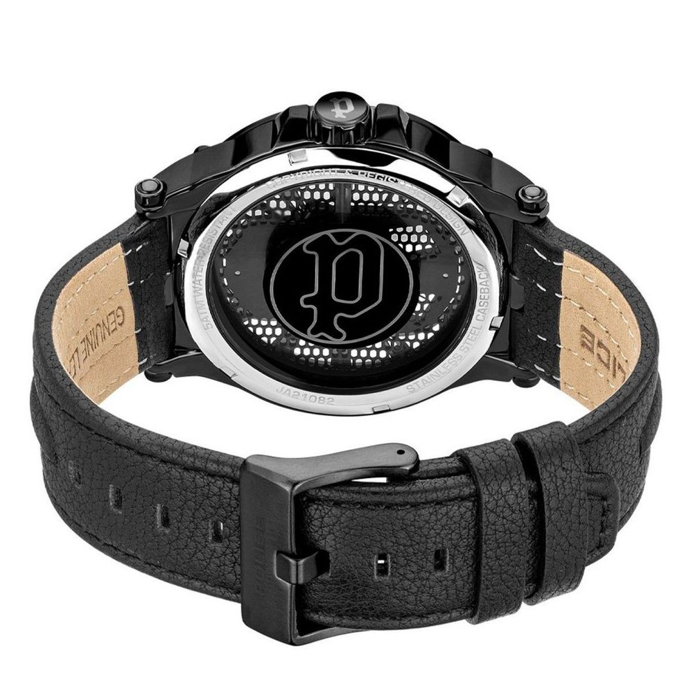 Police Black Leather Dress Watch