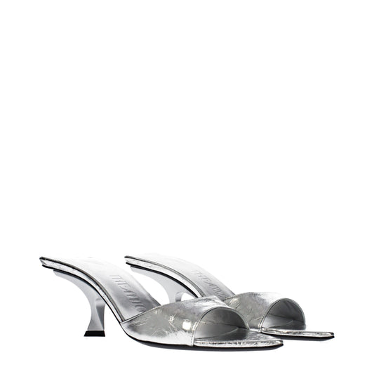 The Attico Gray Leather Flat Sandals