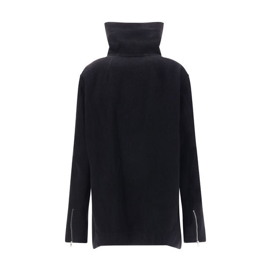 Rick Owens Black Fleece Wool Biker Jacket