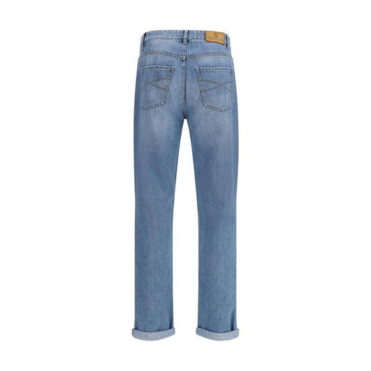 Brunello Cucinelli Blue Cotton Straight-Leg Jeans
