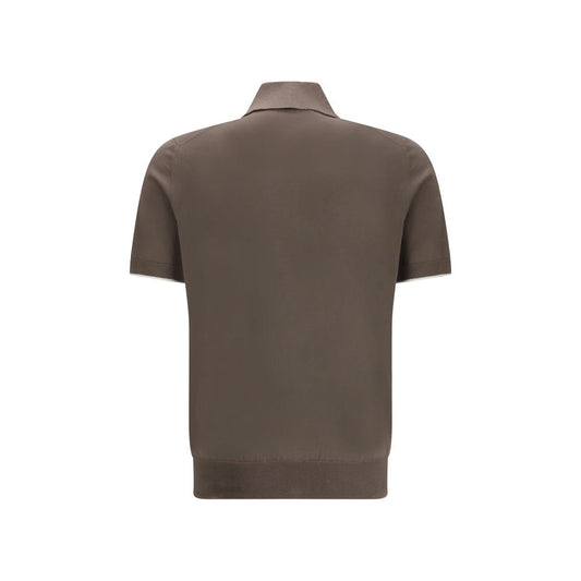 Brunello Cucinelli Brown Cotton Polo Shirt