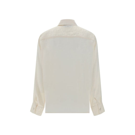 Fendi White Silk Pattern Shirt