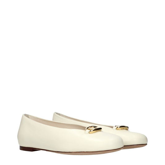 Valentino Garavani Beige Leather Ballet Flats