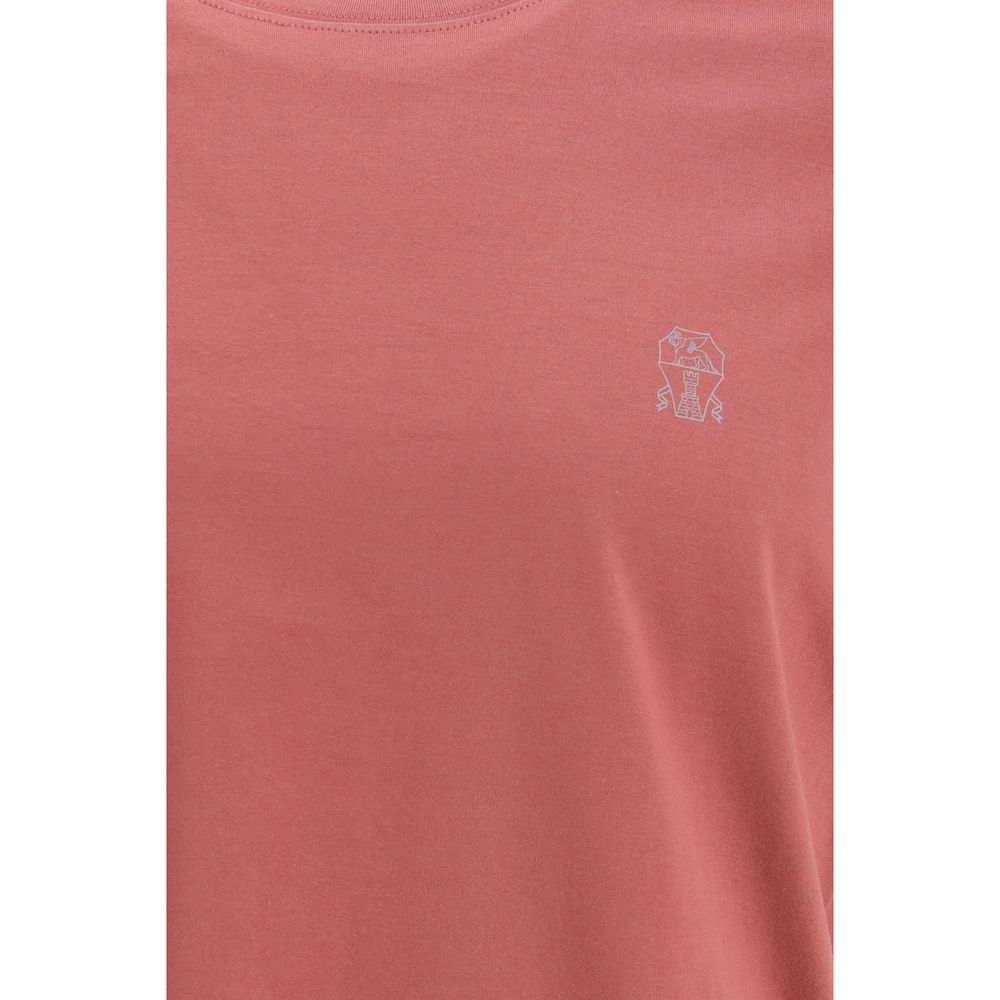 Brunello Cucinelli Red Cotton Long Sleeve T-Shirt