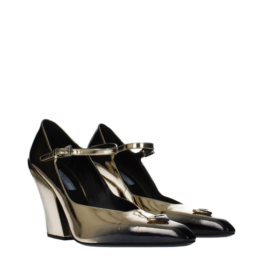 Prada Gold Leather Pumps