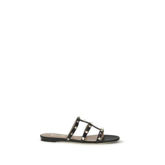 Valentino Garavani Black Calf Leather Bos Taurus Sandals