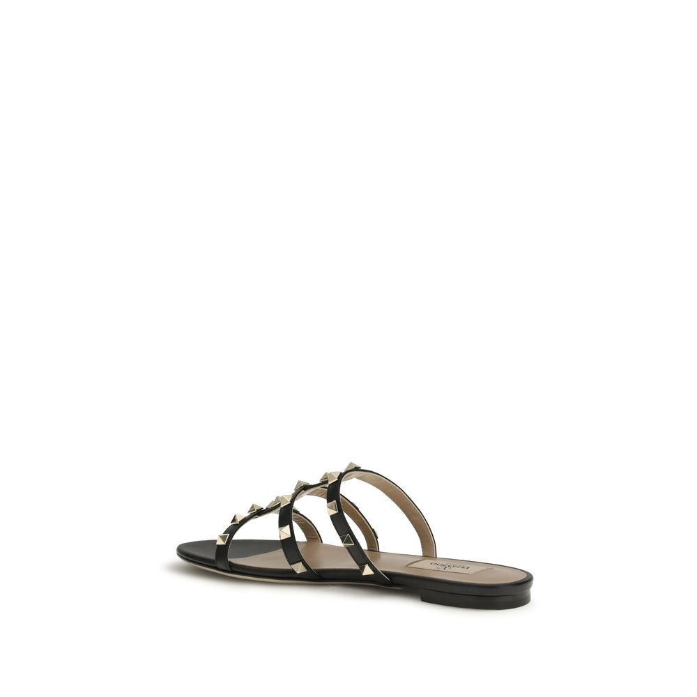 Valentino Garavani Black Calf Leather Bos Taurus Sandals
