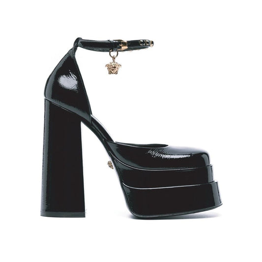 Versace Black Calfskin Platform Sandals