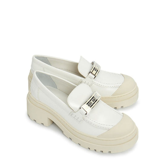 Dior White Calfskin Platform Loafers